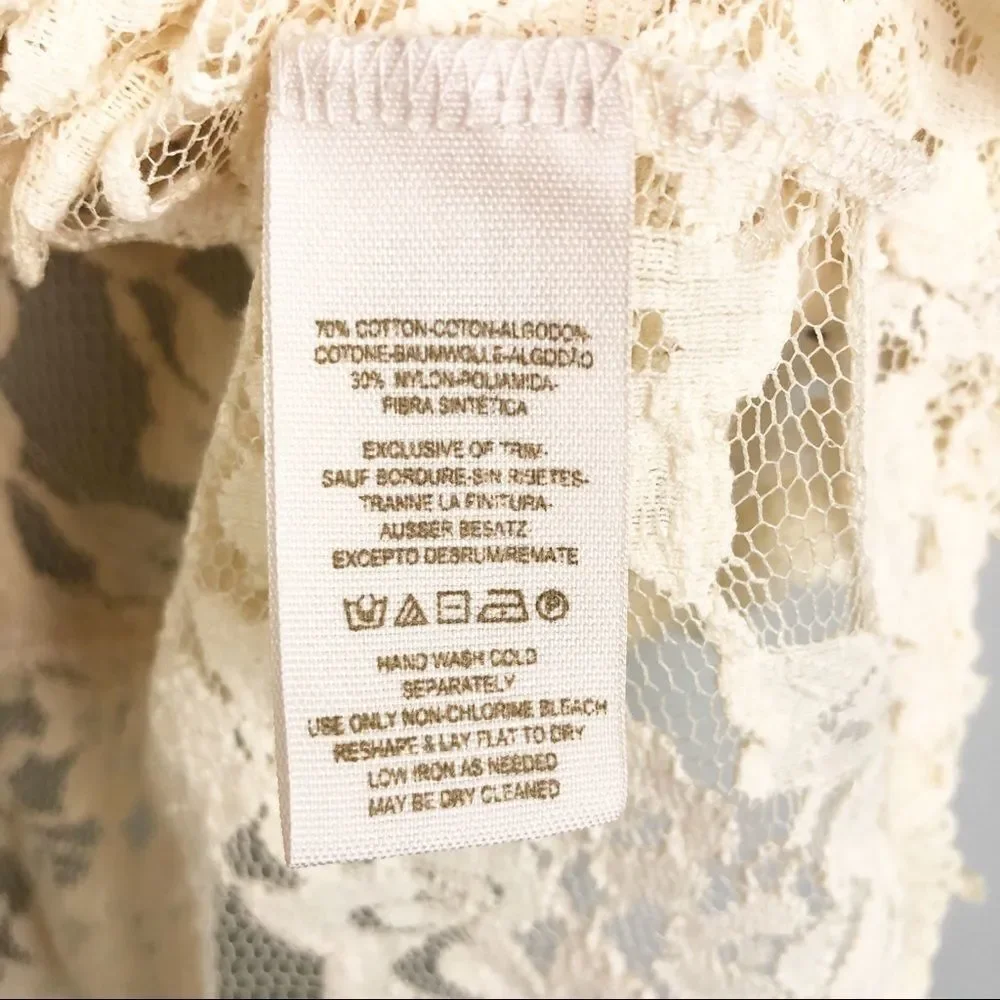 FREE PEOPLE | With Flair Cream Lace Peplum Top M